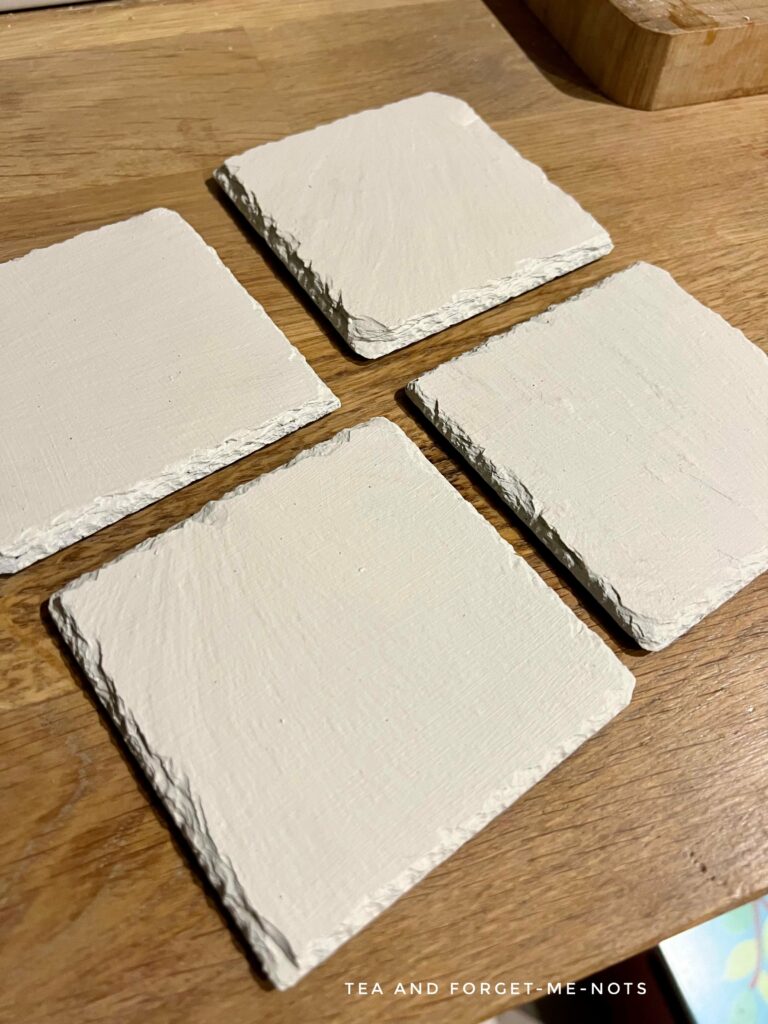 coasters painted in white 