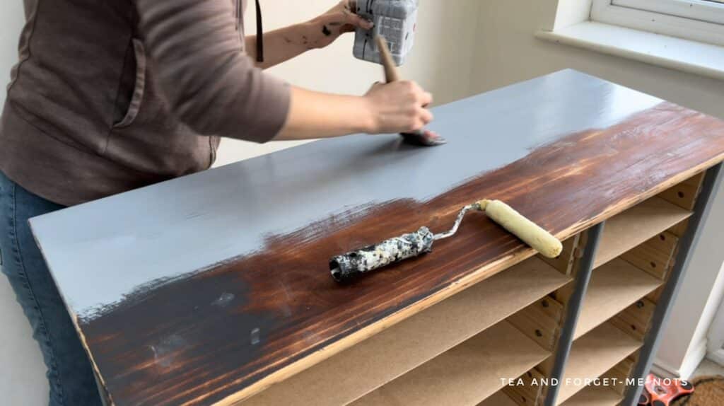 Priming the drawers before paint