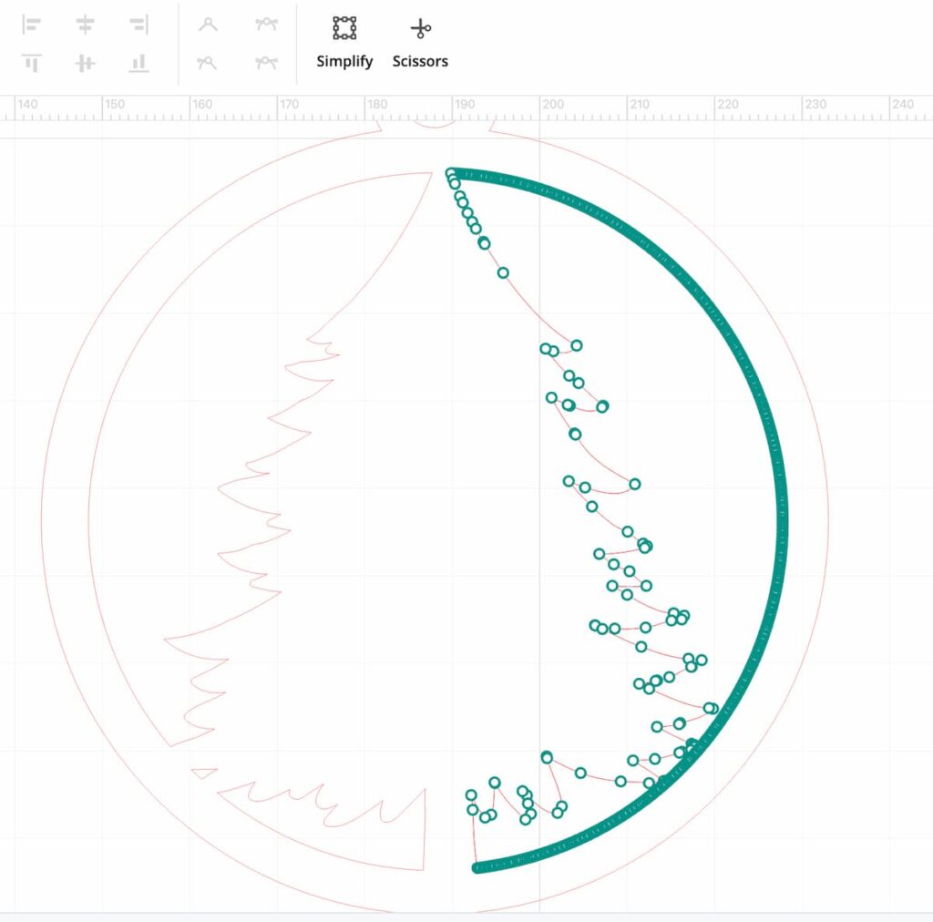 image shows design file being edited to make custom shapes.