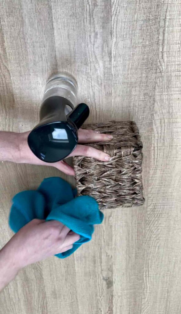 image shows cleaning plant pot cloth.