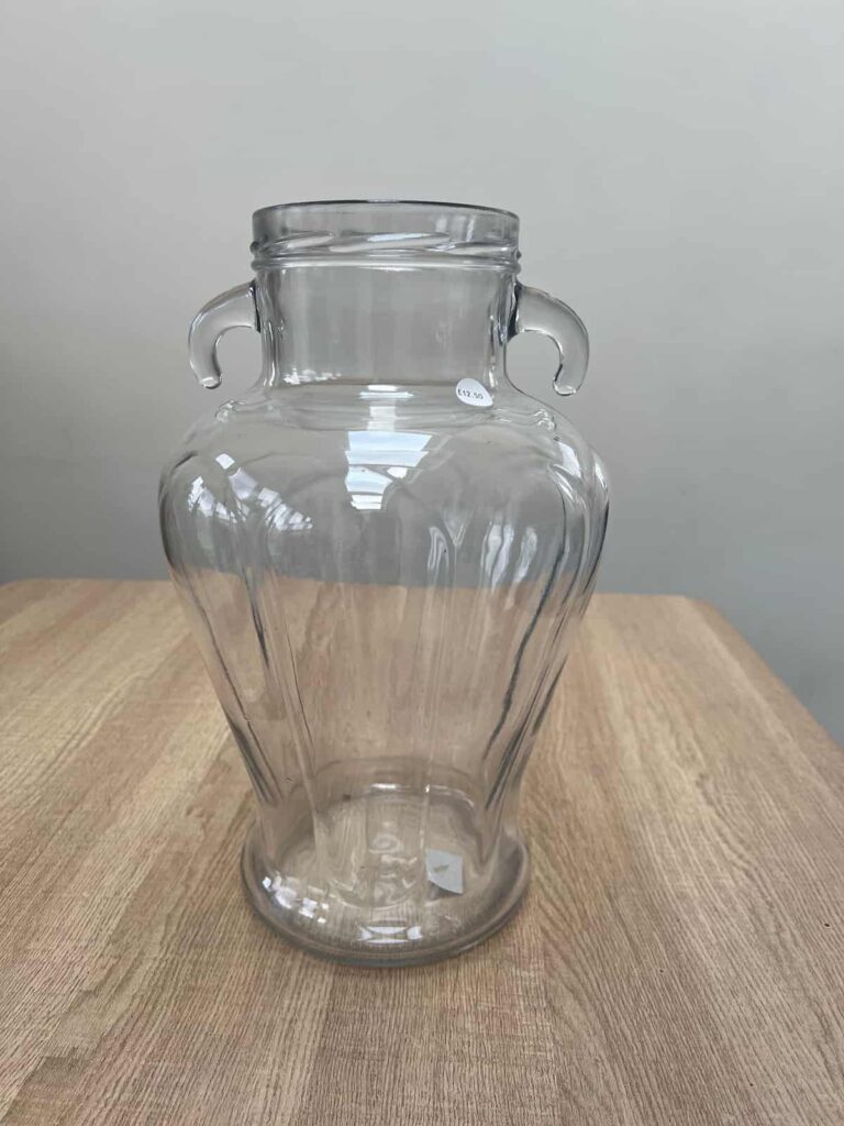 image shows a glass vase.