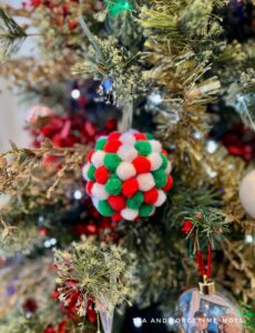 Christmas Pudding Baubles. Christmas Pom Poms. Christmas Tree