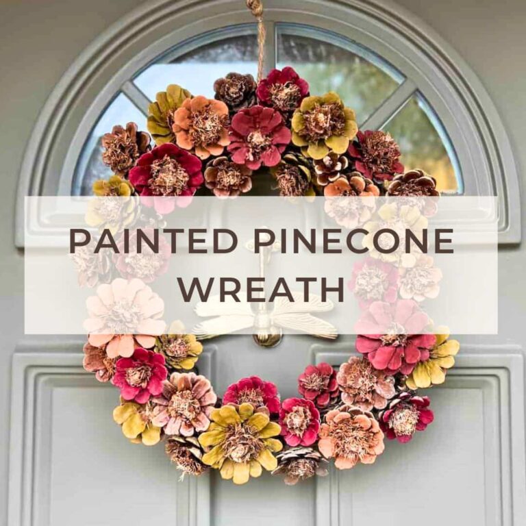 painted pinecone wreath post.