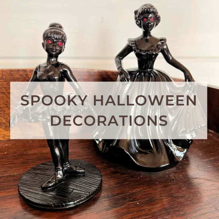 image shows spooky halloween decorations post.