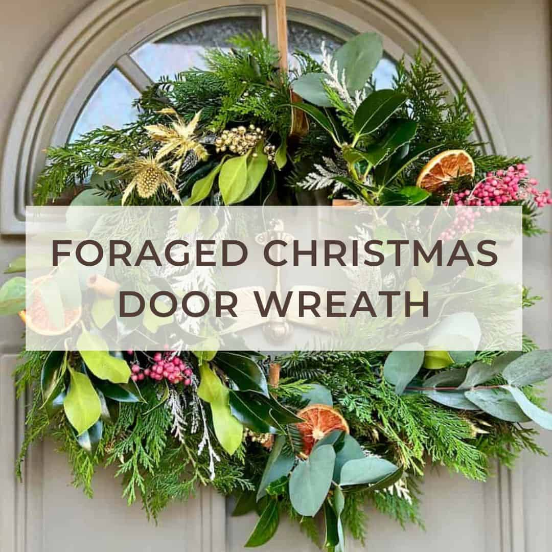 image shows christmas wreath on front door.